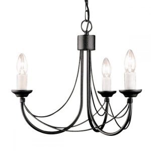 Elstead CB3 BLACK Carisbrooke 3 Light Multi-Arm Chandelier In Black – Fitting Only