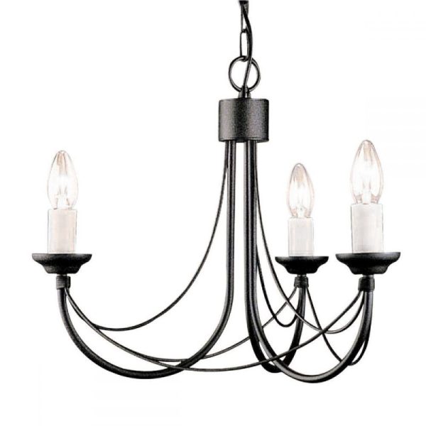 Elstead CB3 BLACK Carisbrooke 3 Light Multi-Arm Chandelier In Black - Fitting Only