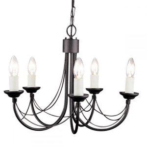 Elstead CB5 BLACK Carisbrooke 5 Light Multi-Arm Chandelier In Black – Fitting Only