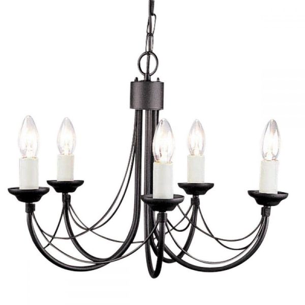 Elstead CB5 BLACK Carisbrooke 5 Light Multi-Arm Chandelier In Black - Fitting Only