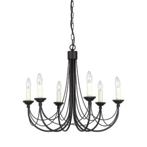 Elstead CB6 BLACK Carisbrooke 6 Light Multi-Arm Chandelier In Black – Fitting Only
