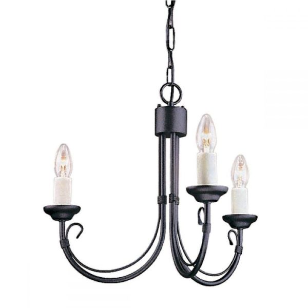 Elstead CH3 BLACK Chartwell 3 Light Chandelier In Black - Fitting Only