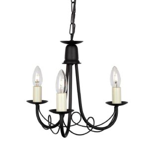 Elstead MN3 BLACK Minster 3 Light Ceiling Chandelier In Black – Fitting Only