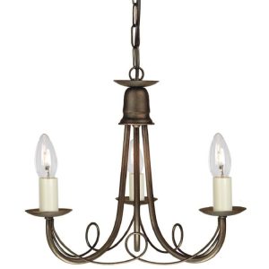 Elstead MN3 BLK/GLD Minster 3 Light Ceiling Chandelier In Black/Gold – Fitting Only