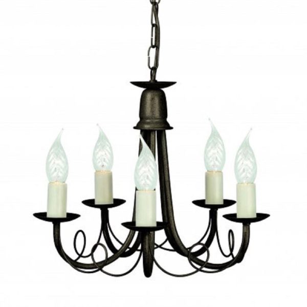 Elstead MN5 BLK/GOLD Minster 5 Light Ceiling Chandelier In Black/Gold - Fitting Only