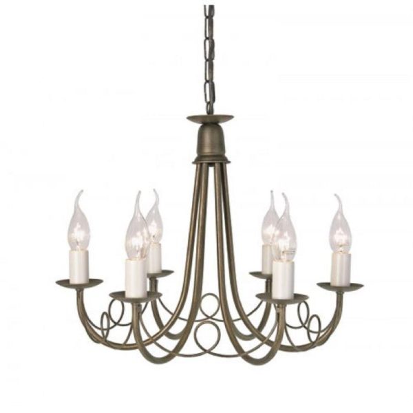 Elstead MN6 BLK/GLD Minster 6 Light Ceiling Chandelier In Black/Gold - Fitting Only