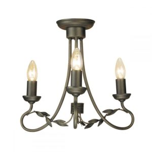 Elstead OV3 BLK/GOLD Olivia 3 Light Chandelier Light In Black/Gold – Fitting Only