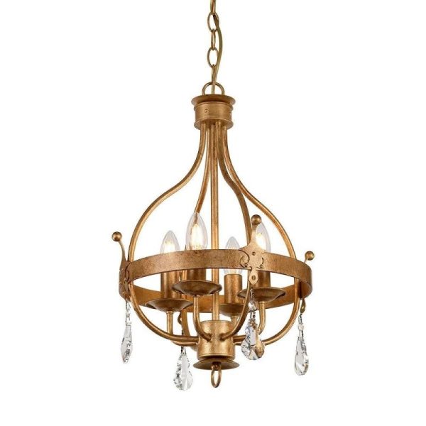 Elstead WINDSOR4 Windsor 4 Light Ceiling Pendant Chandelier Light In Gold Patina