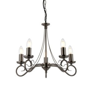 Endon 180-5AS Trafford 5 Light Chandelier In Antique Silver