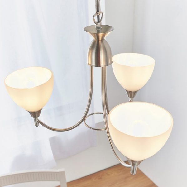 Endon 1805-3SC 3 Light Chandelier In Satin Chrome
