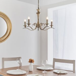 Endon KORA-5AB 5 Light Chandelier With Antique Brass Finish