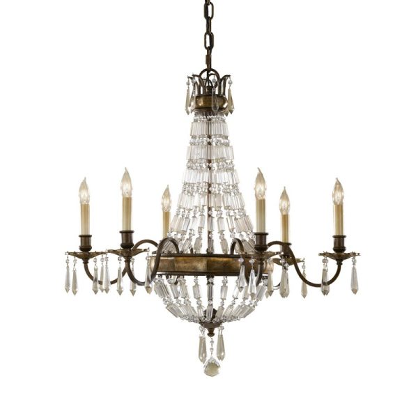 FE-BELLINI6 Bellini 6 Light Bronze & Crystal Chandelier