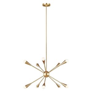 FE-JAX10-BB Jax 10 Light Chandelier In Burnished Brass