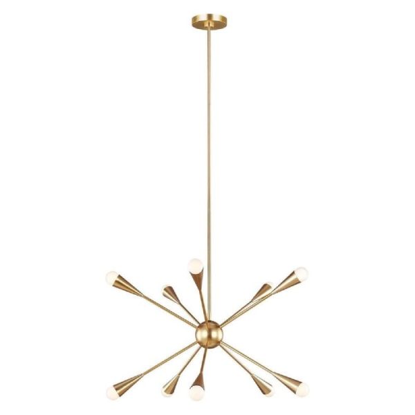 FE-JAX10-BB Jax 10 Light Chandelier In Burnished Brass