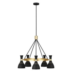 FE-JOAN5-MB Joan 5 Light Chandelier In Midnight Black And Burnished Brass