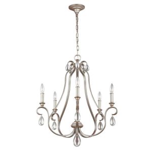 FE/DEWITT5 Dewitt 5 Light Ceiling Chandelier Light In Sunrise Silver