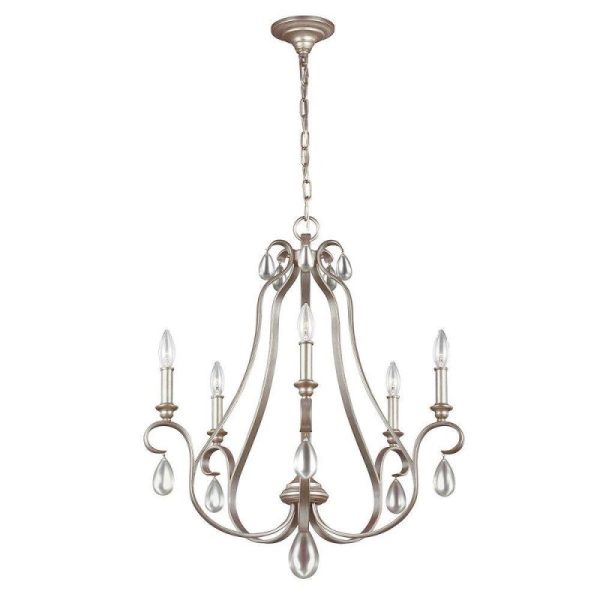 FE/DEWITT5 Dewitt 5 Light Ceiling Chandelier Light In Sunrise Silver