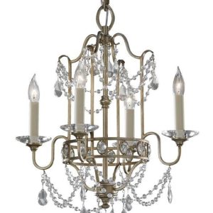 FE/GIANNA4 Gianna 4 Light Gilded Silver & Crystal Chandelier