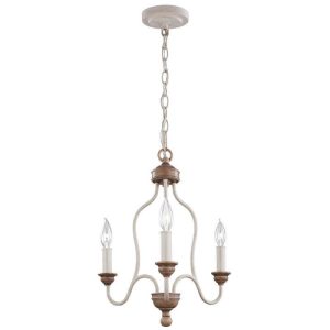 FE/HARTSVILLE3 3 Light Chandelier Ceiling Light In Chalk Washed/Beachwood