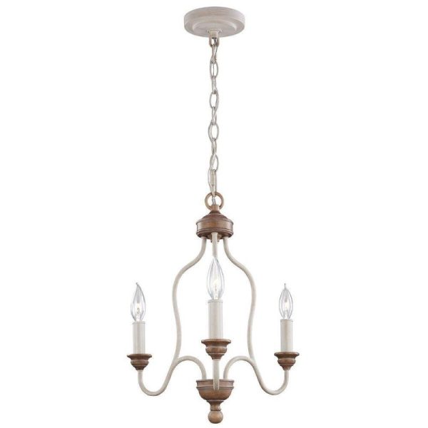 FE/HARTSVILLE3 3 Light Chandelier Ceiling Light In Chalk Washed/Beachwood