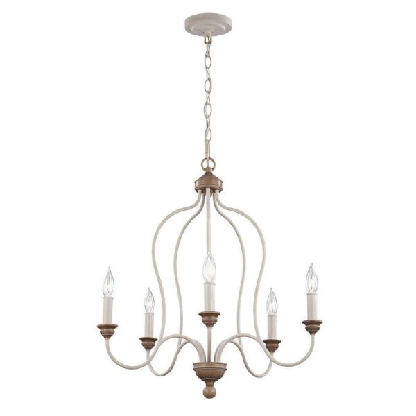 FE/HARTSVILLE5 Hartsville 5 Light Chandelier Ceiling Light In Chalk Washed/Beachwood