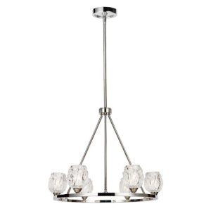 FE/RUBIN6 Rubin 6 Light Ceiling Chandelier In Polished Nickel