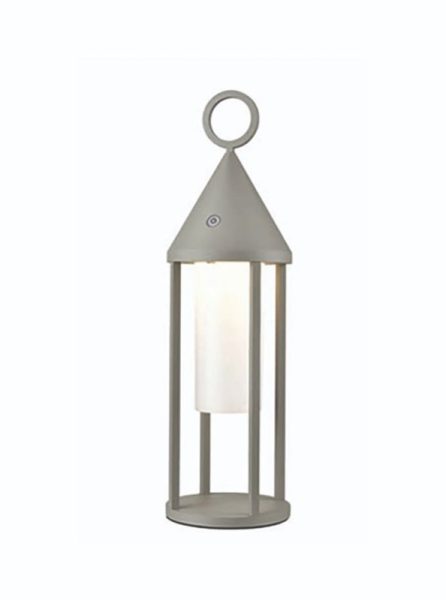 Flow Dimmable LED Outdoor Lantern Table Lamp In Silver Finish OUT6641