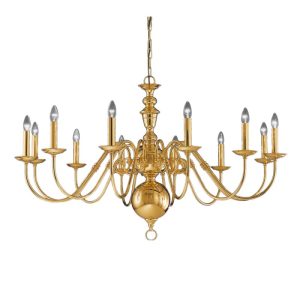 Franklite Delft 12 Light Large Polished Brass Chandelier CO41712PB
