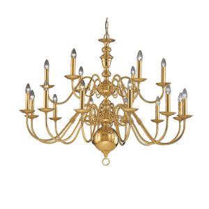 Franklite Delft 18 Light Large Polished Brass Chandelier CO41718PB