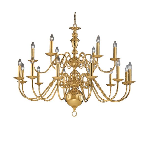 Franklite Delft 18 Light Large Polished Brass Chandelier CO41718PB
