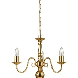 Franklite Delft 3 Light Flemish Ceiling Chandelier In Polished Brass Finish PE7913