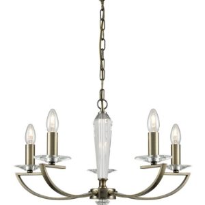 Franklite FL2242/5 Artemis Bronze 5 Light Crystal Chandelier