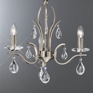 Franklite FL2298/3 Willow 3 Light Satin Nickel and Crystal Chandelier