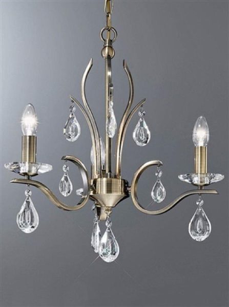 Franklite FL2299/3 Willow 3 Light Bronze and Crystal Chandelier