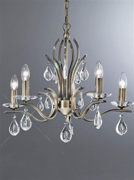 Franklite FL2299/5 Willow 5 Light Bronze and Crystal Chandelier