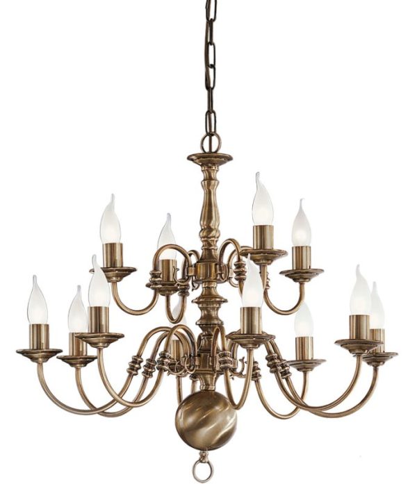 Franklite Halle 12 Light Flemish Ceiling Chandelier In Bronze Brass Finish PE79312