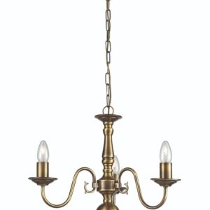 Franklite Halle 3 Light Flemish Ceiling Chandelier In Bronze Brass Finish PE7933