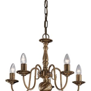 Franklite Halle 5 Light Flemish Ceiling Chandelier In Bronze Brass Finish PE7935