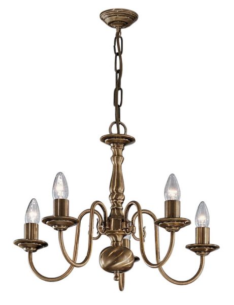 Franklite Halle 5 Light Flemish Ceiling Chandelier In Bronze Brass Finish PE7935