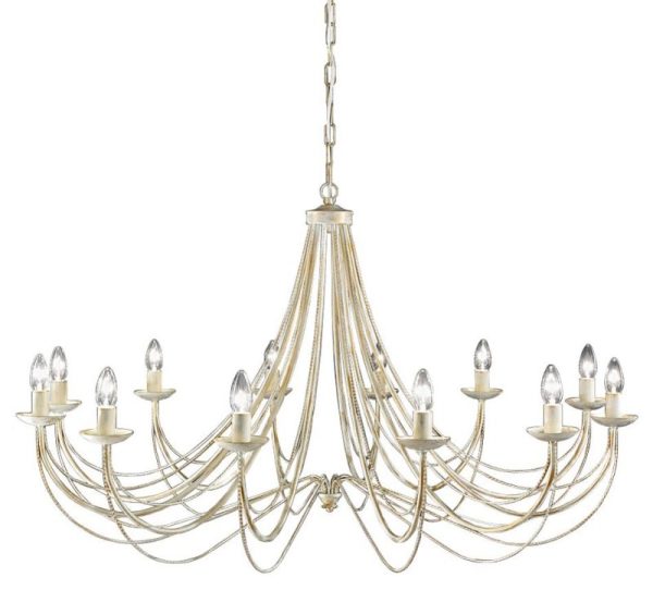 Franklite Philly 12 Light Ceiling Chandelier In Cream With Gold Highlights FL2172/12