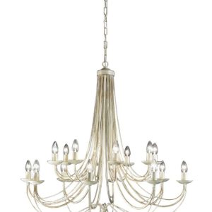 Franklite Philly 16 Light Ceiling Chandelier In Cream With Gold Highlights FL2172/16