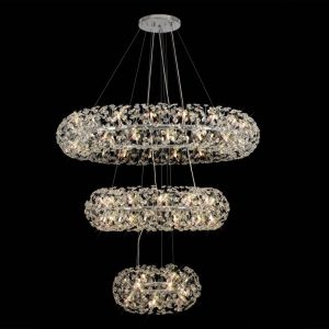 Fusion Extra Large 3 Tier Crystal Ceiling Pendant in Polished Chrome
