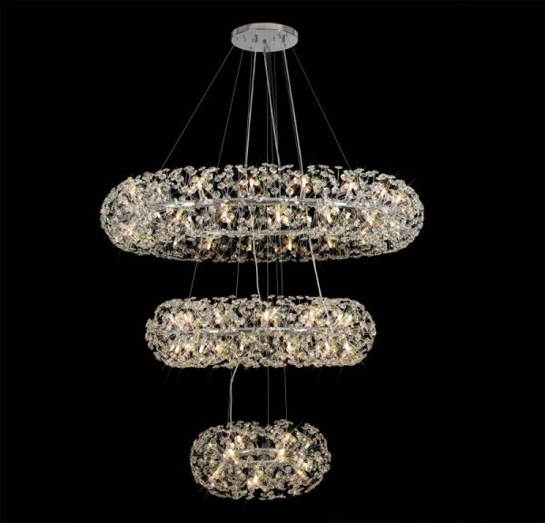 Fusion Extra Large 3 Tier Crystal Ceiling Pendant in Polished Chrome