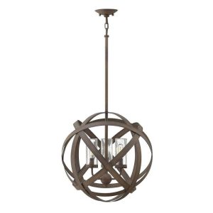 HK-CARSON-3P Carson 3 Light Outdoor Ceiling Chandelier Light In Vintage Iron