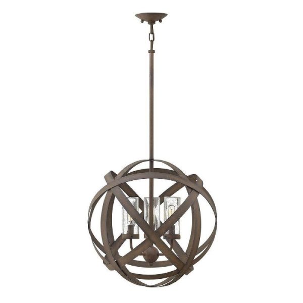 HK-CARSON-3P Carson 3 Light Outdoor Ceiling Chandelier Light In Vintage Iron