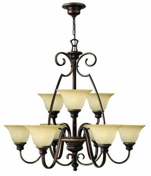 HK/CELLO9 9 Light Antique Bronze Simple Ceiling Chandelier