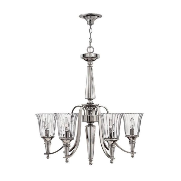 HK/CHANDON6 6 Light Stirling & Crystal Ribbed Chandelier