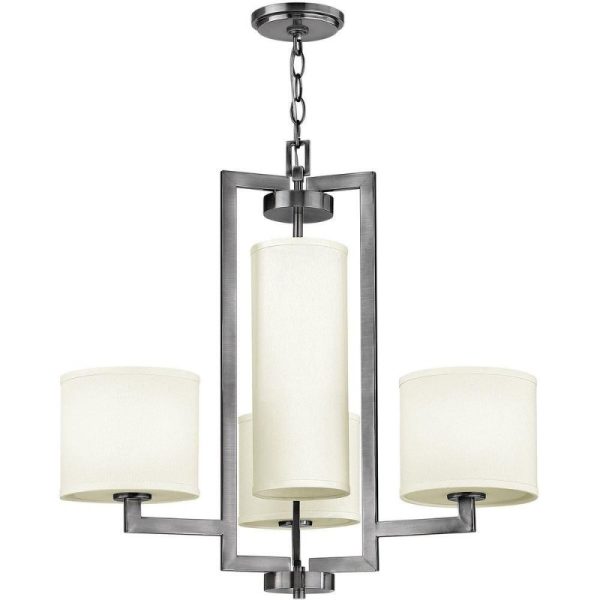 HK/HAMPTON4 Hampton Brushed Nickel 4 Light Chandelier with Shade