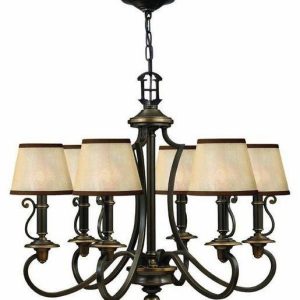 HK/PLYMOUTH6 6 Light Vintage Chandelier in Olde Bronze