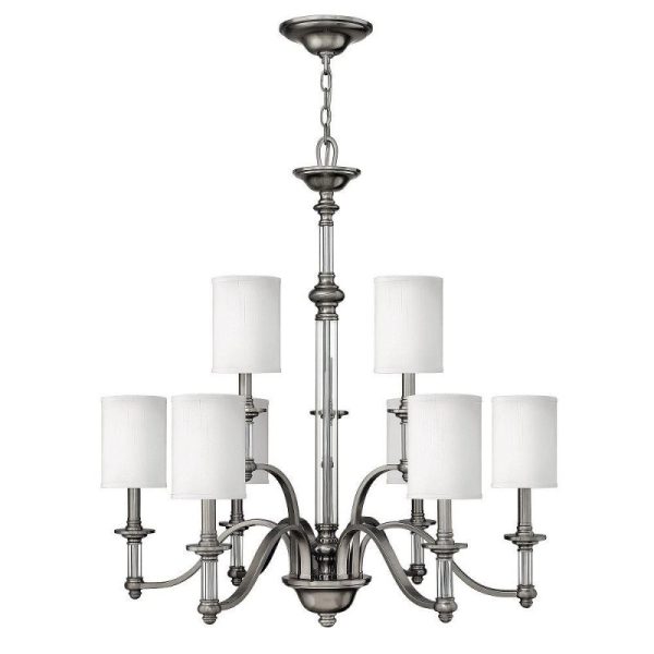 HK/SUSSEX9 Sussex 9 Light Brushed Nickel Chandelier
